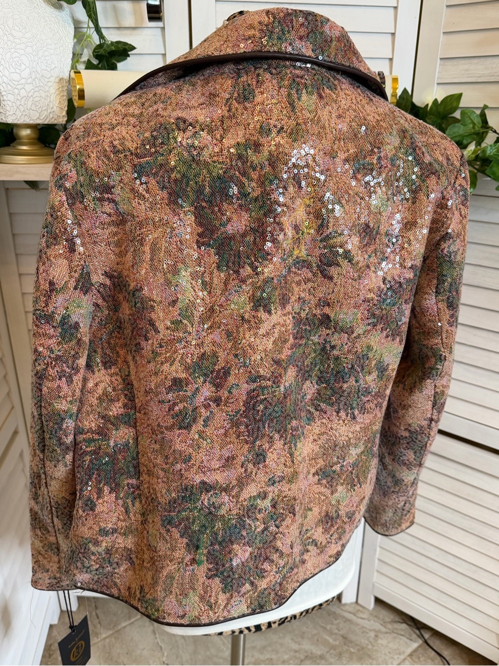 Kathy Ireland Fashion 360 Cannes Sequined Biker Jacket NWT XL - Picture 6 of 7